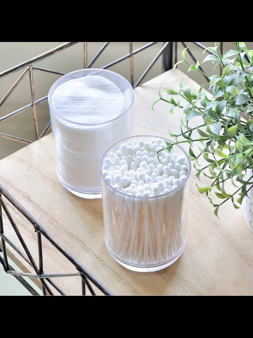 Clear Acrylic Q-Tip Dispenser with Silver Metal Lid -Versatile Home Storage BNIB